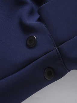 Парка женская софтшелл виндстоппер удлинённая с капюшоном темно-синего цвета 9618_1TS