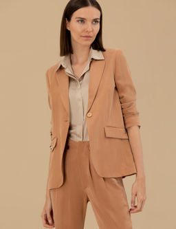 Kahverengi Kupro Regular Fit Ceket