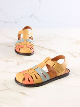 Босоножки 1036.подиум178br.Тыква+авокадо лион+коралл