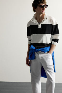 POLO RELAXED FIT RAYAS / Blanco / Marino - Zara фото 6