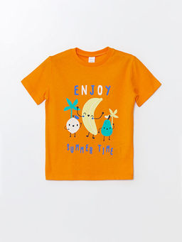 Bisiklet Yaka Bask?l? K?sa Kollu Erkek Bebek Ti??rt