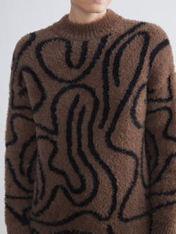 Bisiklet Yaka Desenli Kad?n Pel?? Triko Tunik