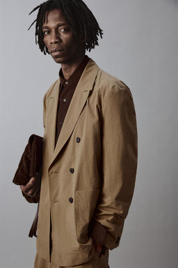 BLAZER CRUZADA TRAJE RELAXED FIT / Camel claro - Zara фото 6