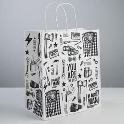 Цена за 2 шт. Пакет подарочный крафт, упаковка, Hard man, 28?32?15 см