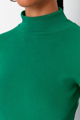 Zumrut Fitted/Vucuda Oturan Dik Yaka Uzun Kol Fitilli Esnek Orme Bluz TWOAW21BZ0423