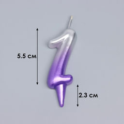 Свеча для торта «Овал», цифра 1, 5.5 см, серебро-сирень