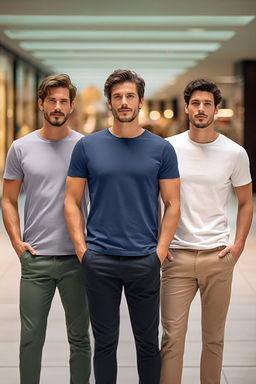 Gri-Ekru-Indigo Slim/Dar Kesim Bisiklet Yaka Basic %100 Pamuklu 3l_ Paket T-Shirt TMNSS19BO0007