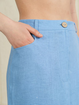 Юбка льняная 757 морская волна