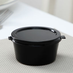 Цена за 80 шт. Контейнер - соусник пластиковый одноразовый с неразъёмной крышкой, 80 мл, чёрный