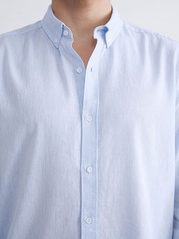 Regular Fit Uzun Kollu Keten Kar???ml? Erkek G?mlek