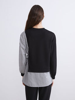 Bisiklet Yaka ?izgili Kad?n Sweatshirt Tunik
