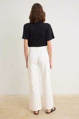 Ekru Cep Detayl? Yuksek Bel Wide Leg Jeans TWOSS26JE00313 - Trendyolmilla фото 4