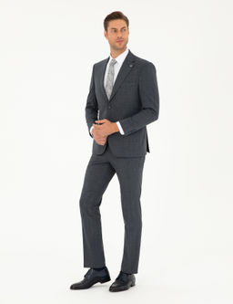Lacivert Slim Fit Tak_m Elbise