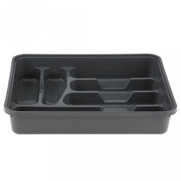 Лоток для столовых приборов пластмассовый 39х31х7см, темно-серый (Россия)