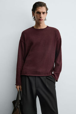 TEXTURED TURN-UP TRIM SWEATER - Zara фото 6