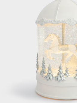 Снежный фонарь, 20 см, с подсветкой, пластик, белый, Лошадь под куполом, Horse - Anna lafarg фото 2