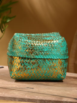 Корзинка плетёная «Голден мини», 19×19×14 см, голубая