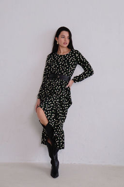 Платье чёрное с принтом длины миди - Martichelli фото 4