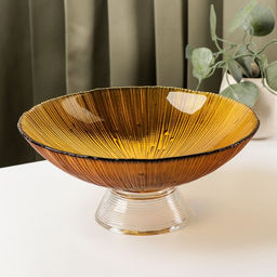 Ваза для фруктов «Фейерверк», 1,4 л, 25×10 см, стекло, цвет янтарный