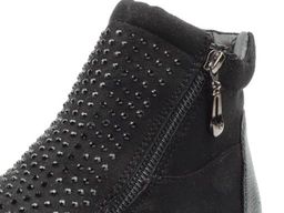 04-HSM705 BLACK/LEOPARD Ботинки зимние женские (натуральная кожа, натуральный мех)