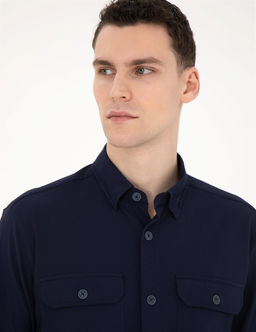 Lacivert Comfort Fit Uzun Kollu G_mlek - Pierre cardin фото 2