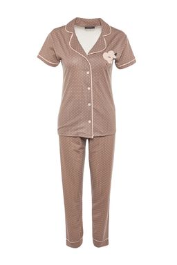 Trendyolmilla Vizon Bask?l? Gomlek-Pantolon Orme Pijama Tak?m? THMSS21PT0876 фото 6