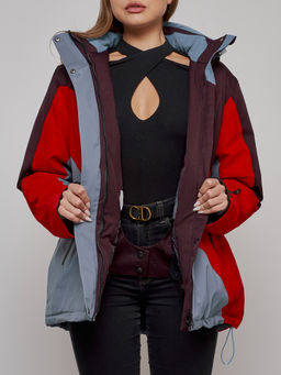 Горнолыжная куртка женская зимняя большого размера красного цвета 2308Kr - Mtforce фото 8