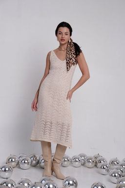 Ажурное вязаное платье айвори - Martichelli фото 4