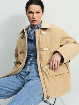 Вельветовое полупальто на застежках-карабинах / Zarina