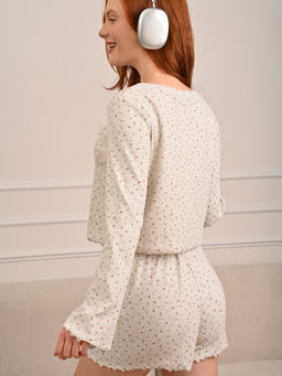 Женская пижама из трикотажа пуантель с вышивкой (Арт. 5257TQP)