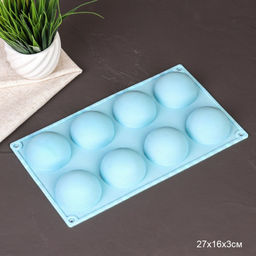 Форма для выпечки 8 ячеек силиконовая/ DY-1456 /уп 144/27,5*17/0,093/голубой