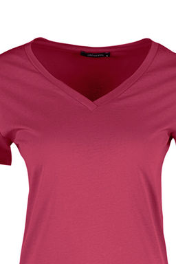 Pembe %100 Pamuk Basic V Yaka Orme T-Shirt TWOSS23TS00001