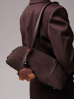 Замшевая сумка Ezhik DBR 31225 коричневый шоколад  фото 5