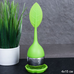 Ситечко для чая силикон/металл/ Р-131 /уп100 /Росток/зелёный