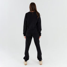 Костюм спортивный женский: свитшот, брюки, MINAKU: Casual Collection, размер 50, чёрный