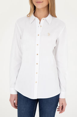 Женская белая базовая рубашка с длинным рукавом Неожиданная скидка в корзине - U.s. polo assn фото 6