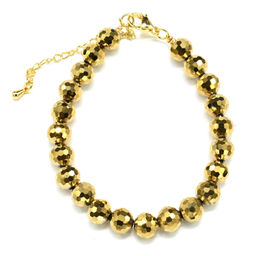 Браслет из циркона шарик гр.8мм цв.золотистый, 18см