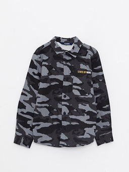 Kamuflaj Desenli Uzun Kollu Gabardin Erkek ?ocuk G?mlek