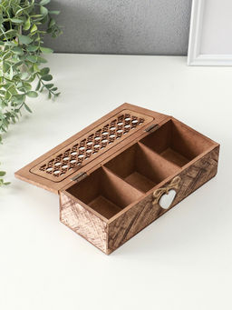 Шкатулка для украшений  Сердце там где ты, для чая, 3 деления, дерево, 9.7?24?7 см