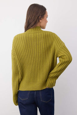 Wardrobe Essentials Yag Yesili Genis Kal?p Fitilli Yumusak Dokulu Triko H?rka | TWOAW26HI00091