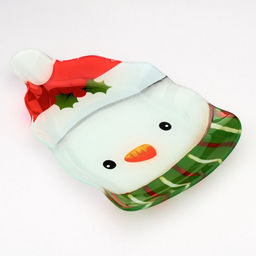 Тарелка новогодняя плоская «Снеговик», 13.8×20.5 см