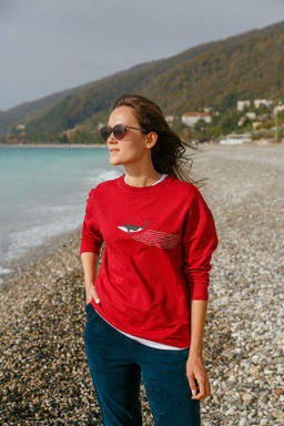 Лонгслив женский Whale bordo