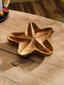 Менажница «Морская звезда», 24×24×5 см, дерево джати, коричневая