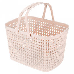 "Домашняя мода" Корзина пластмассовая для хранения "Вязанка" 33х22,5см h21см, с ручками, розовый (Китай)