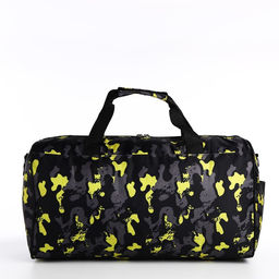 Сумка дорожная на молнии, наружный карман, длинный ремень, цвет жёлтый/чёрный - Simaland фото 3