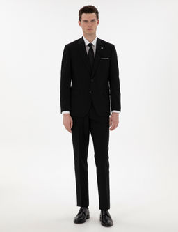Siyah Slim Fit Y_n Tak_m Elbise