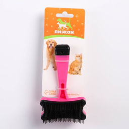 Пуходерка пластиковая Косточка с самоочисткой, 8,5 х 12,5 см, розовая - Пижон фото 5