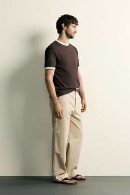 CAMISETA RIB CONTRASTE B?SICA / Marr?n - Zara фото 4