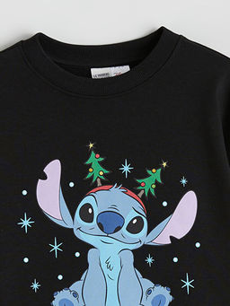Y?lba?? Temal? Stitch Bask?l? K?z ?ocuk Sweatshirt