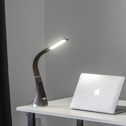 TLD-542 Brown/LED/300Lm/5000K/Dimmer Светильник настольный c часами, календарем, термометром, 5W. Сенсорный выключатель. Коричневый (стилизован под кожу). TM Uniel. - Volpe фото 12
